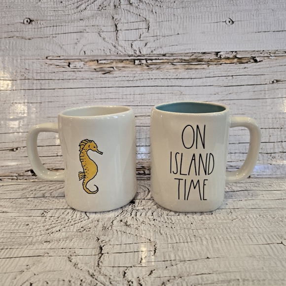 Rae Dunn Beach Mug Set (2pc) "Vitamin Sea & On Island Time" - Picture 2 of 2